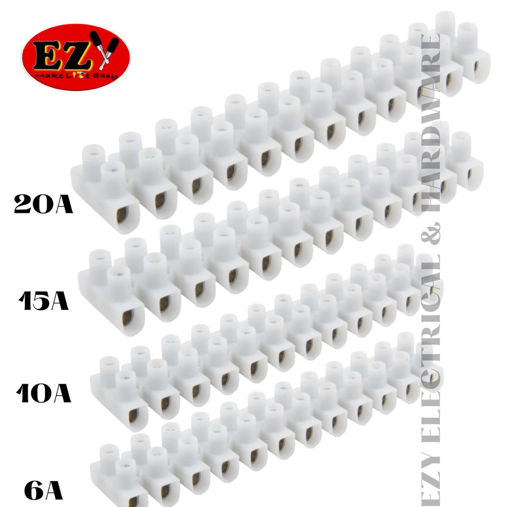 EZY 6A 10A 15A 20A 30A PVC WIRE CABLE CONNECTOR TERMINAL BLOCK 12 ...