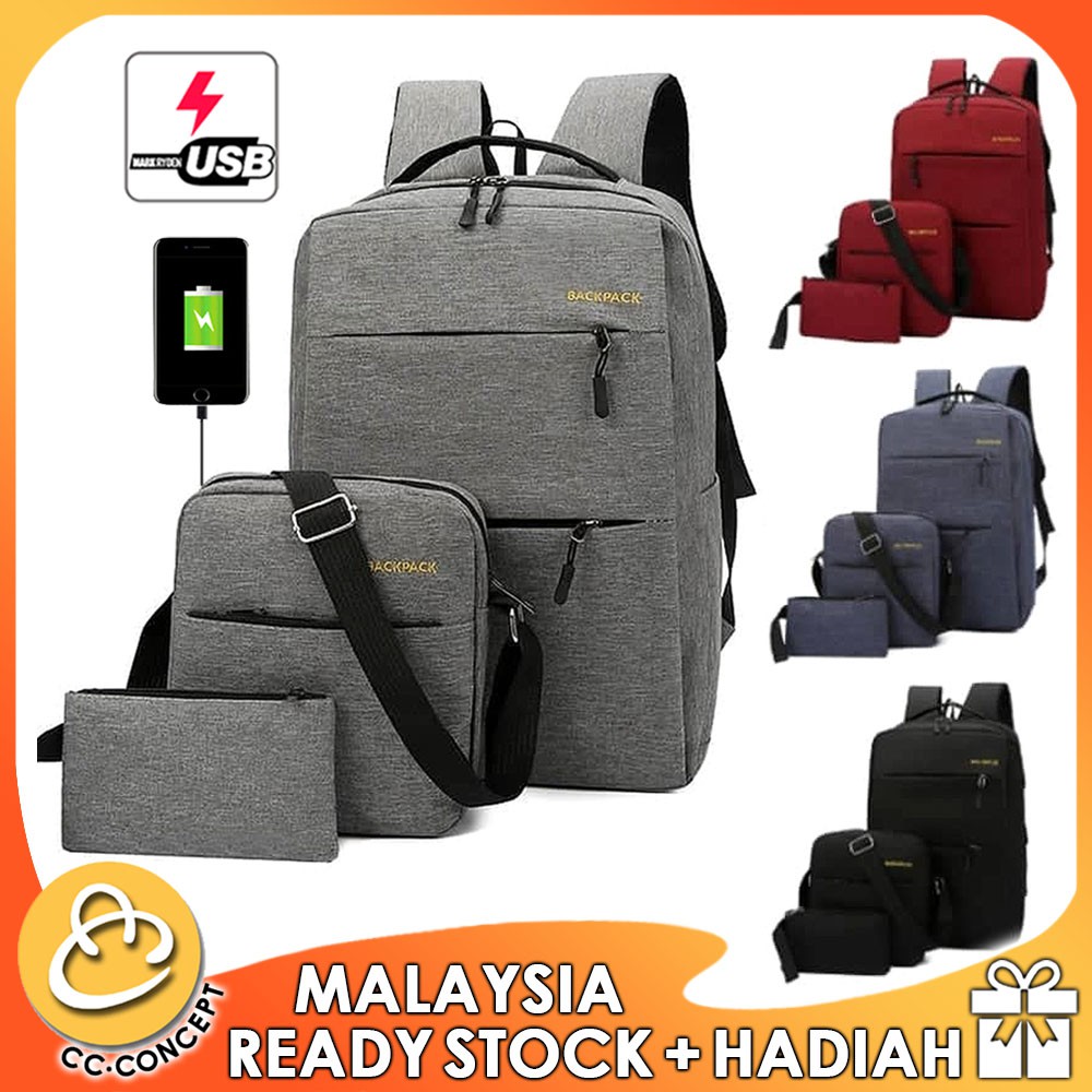 CC CONCEPT 3 in 1 Laptop Backpack USB Port Casual Bag Travel Bag School ...