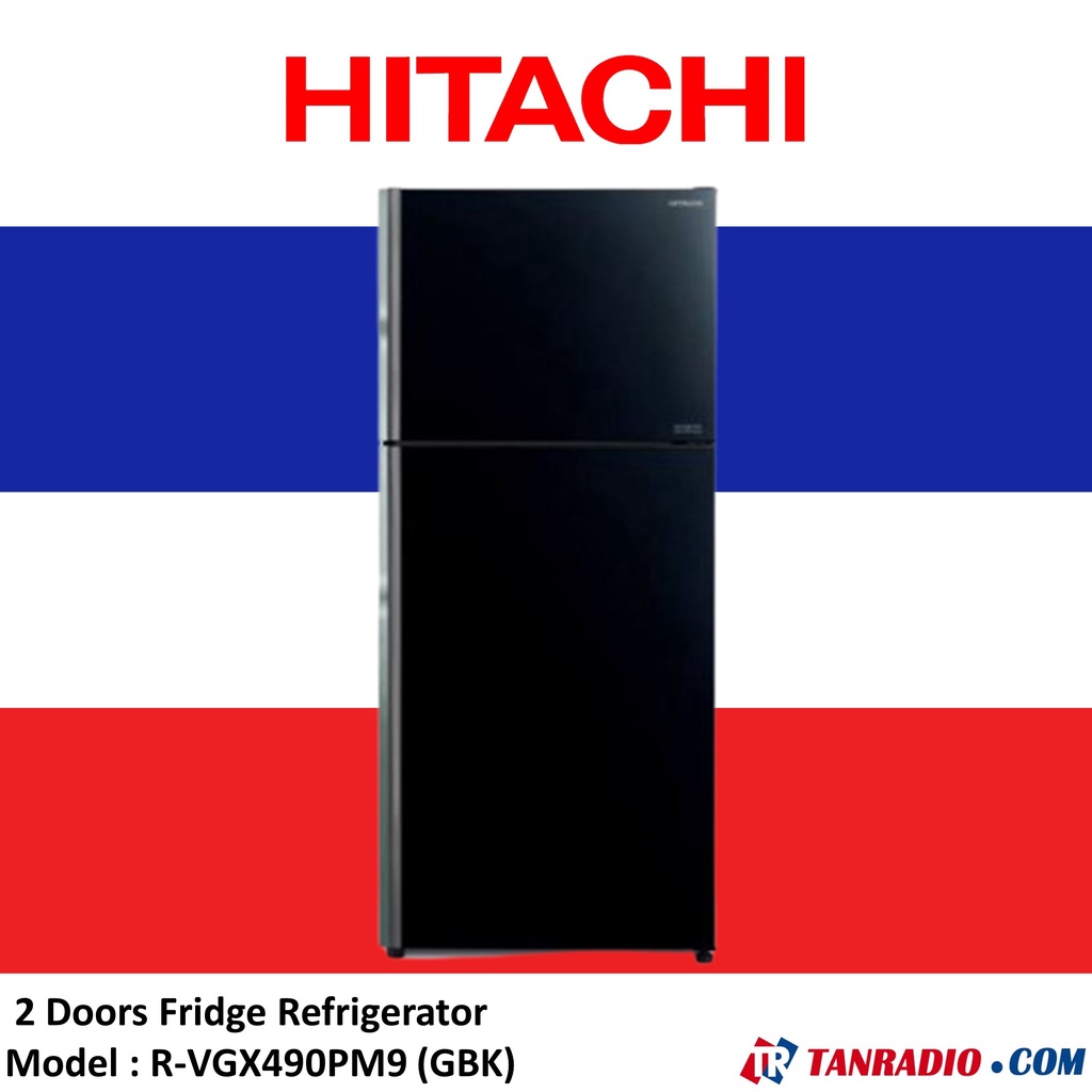 Hitachi 2 Doors Inverter Fridge Refrigerator RVGX490PM9 GBK Glass