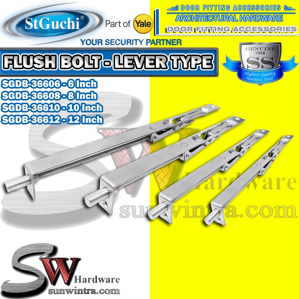 ST GUCHI Stainless Steel SUS304 Lever Style Flush Bolt 6 Inch 12 Inch