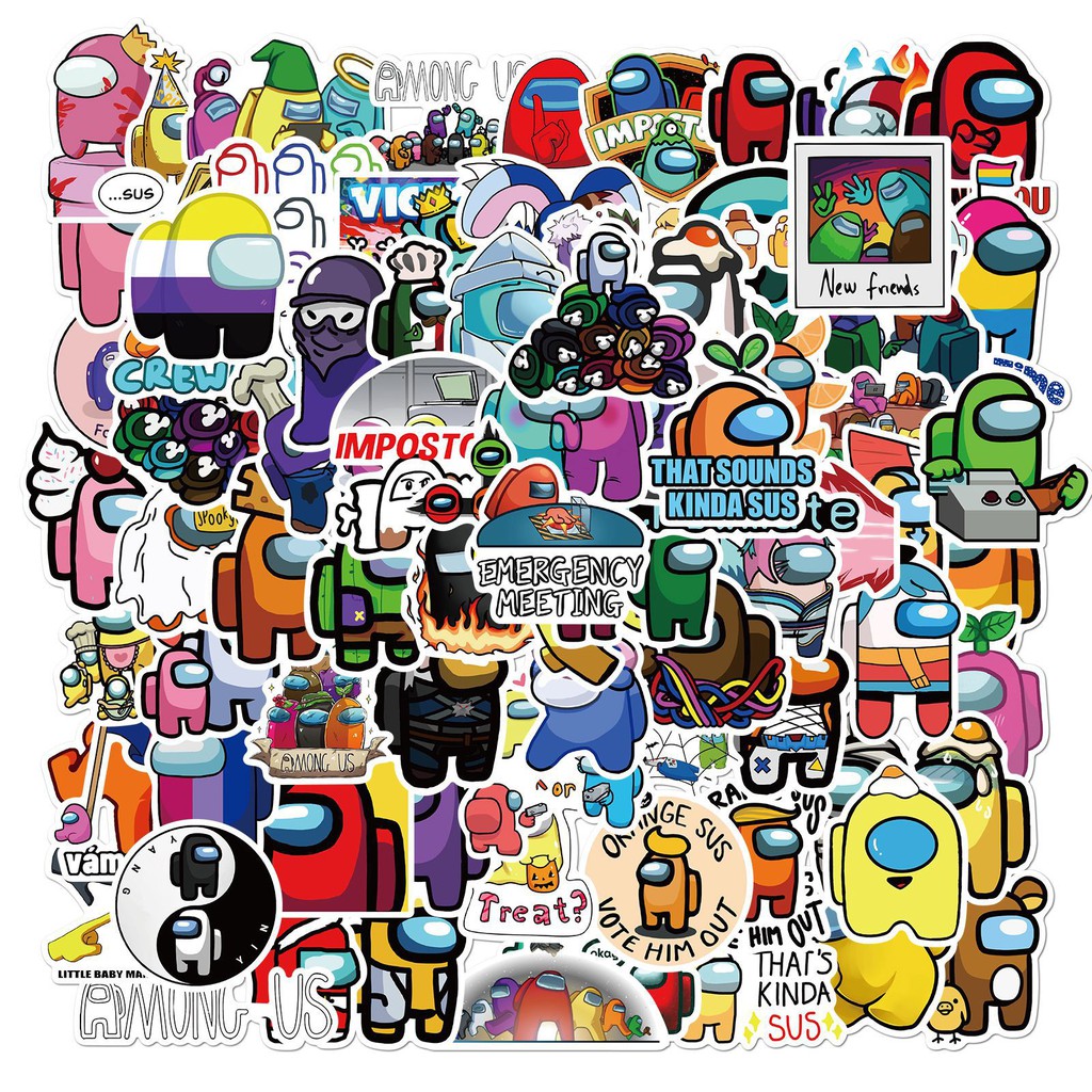 Among Us Hot Game Stickers For Skateboard Fridge Guitar Laptop ...