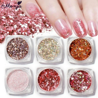 6boxes/set Mixed Nail Flakes Manicure Paillette Holographic Mermaid Glitter  Sequins Nail Art Decor UV Gel Polish Glitter Powder