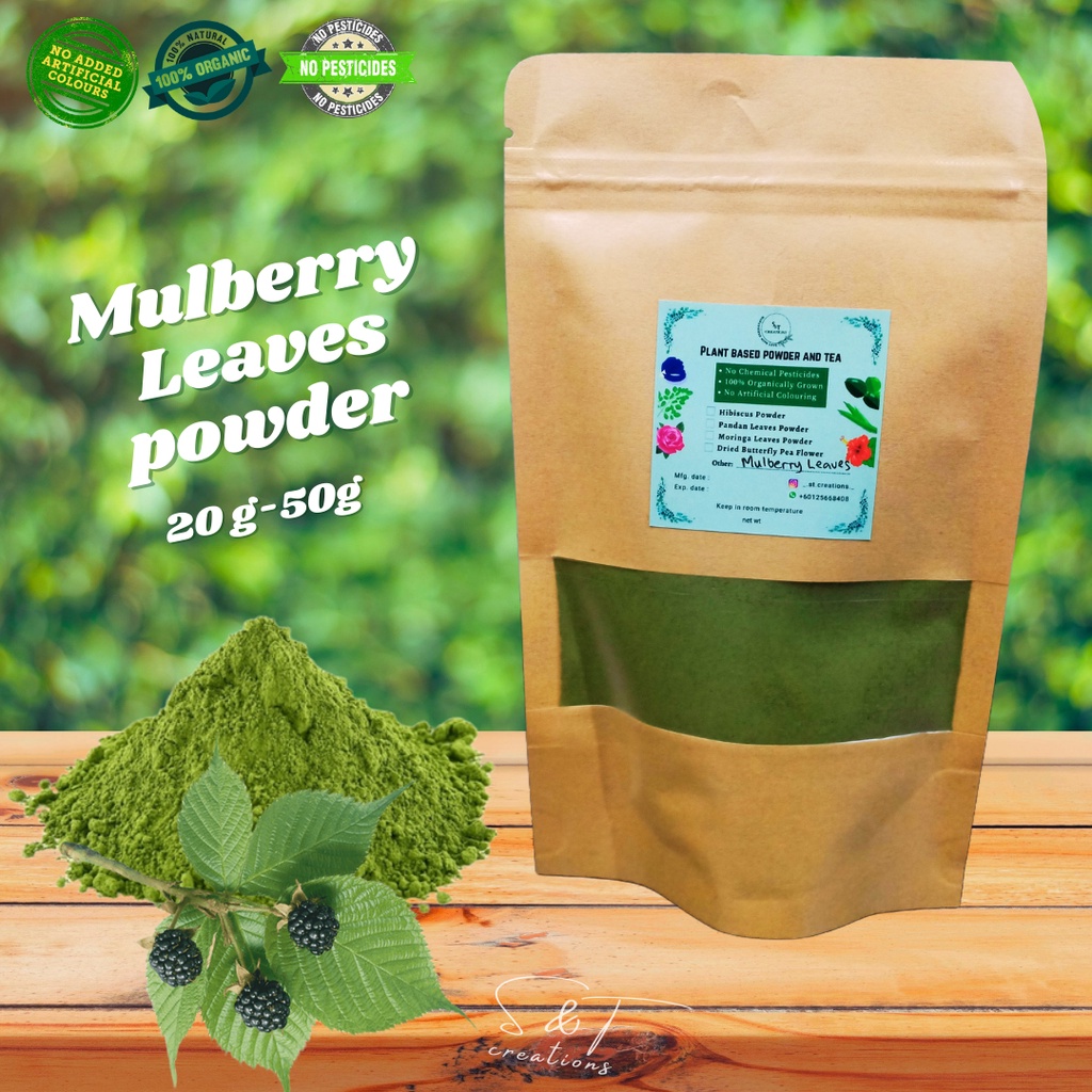 100% Pure Organic Mulberry Leaves Powder | Serbuk Daun Mulberi | (20g ...