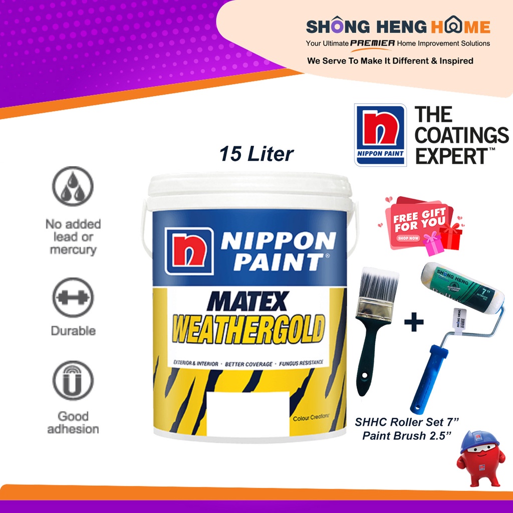 15L - Nippon Paint Matex Weathergold Exterior Wall - COLOR OPTION [ANY ...