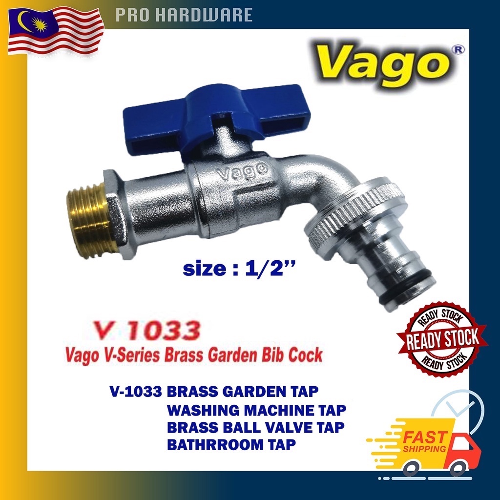 1/2'' VAGO SOLID BRASS BALL VALVE TAP FOR GARDEN TAP/WASHING MACHINE TAP/BATHROOM TAP Shopee