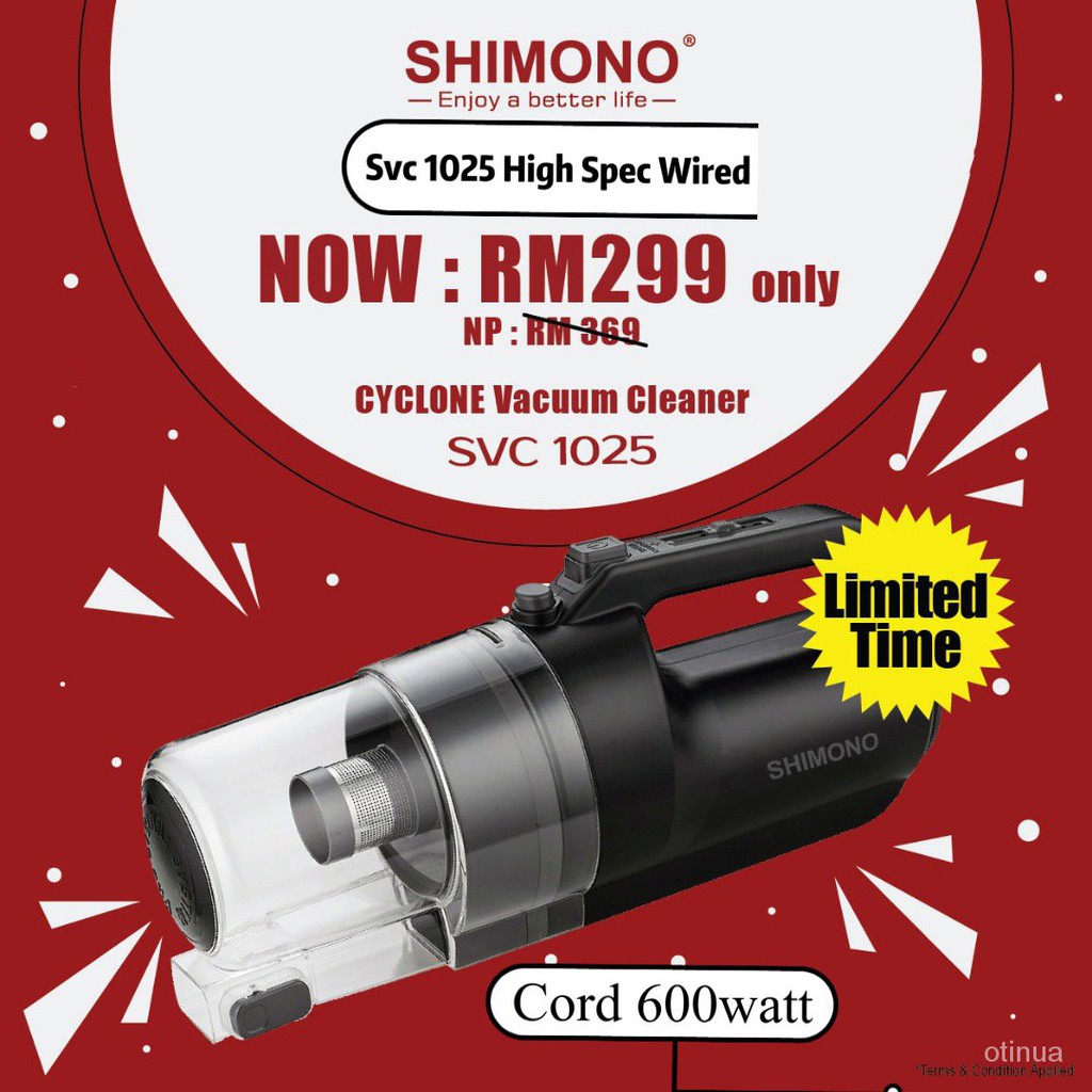 20fY {SHIMONO}Pro Cyclone Vacuum Cleaner Svc 1025 Wired 600Watt (NEW