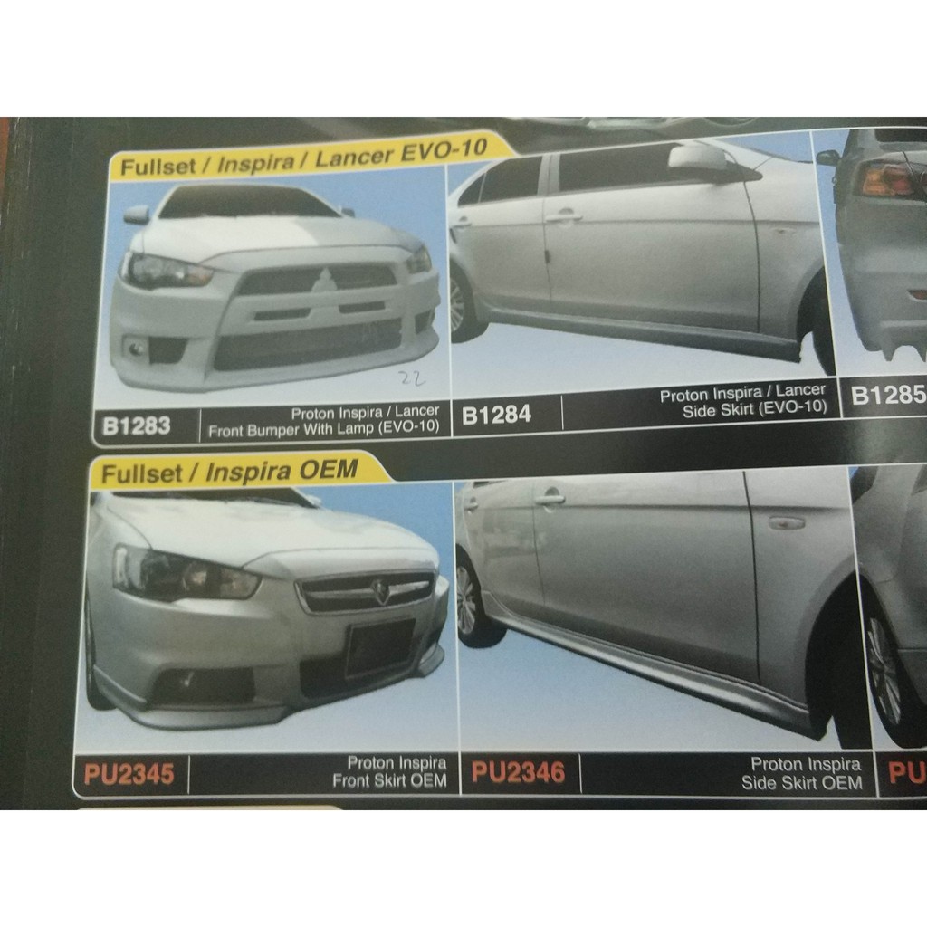 Proton Inspira various type front side rear bodykit skirting