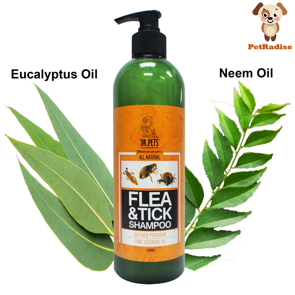 Image showcasing DR.PETS Flea & Tick Shampoo (Dog & Cat) - Natural Neem Oil, Eucalyptus ...