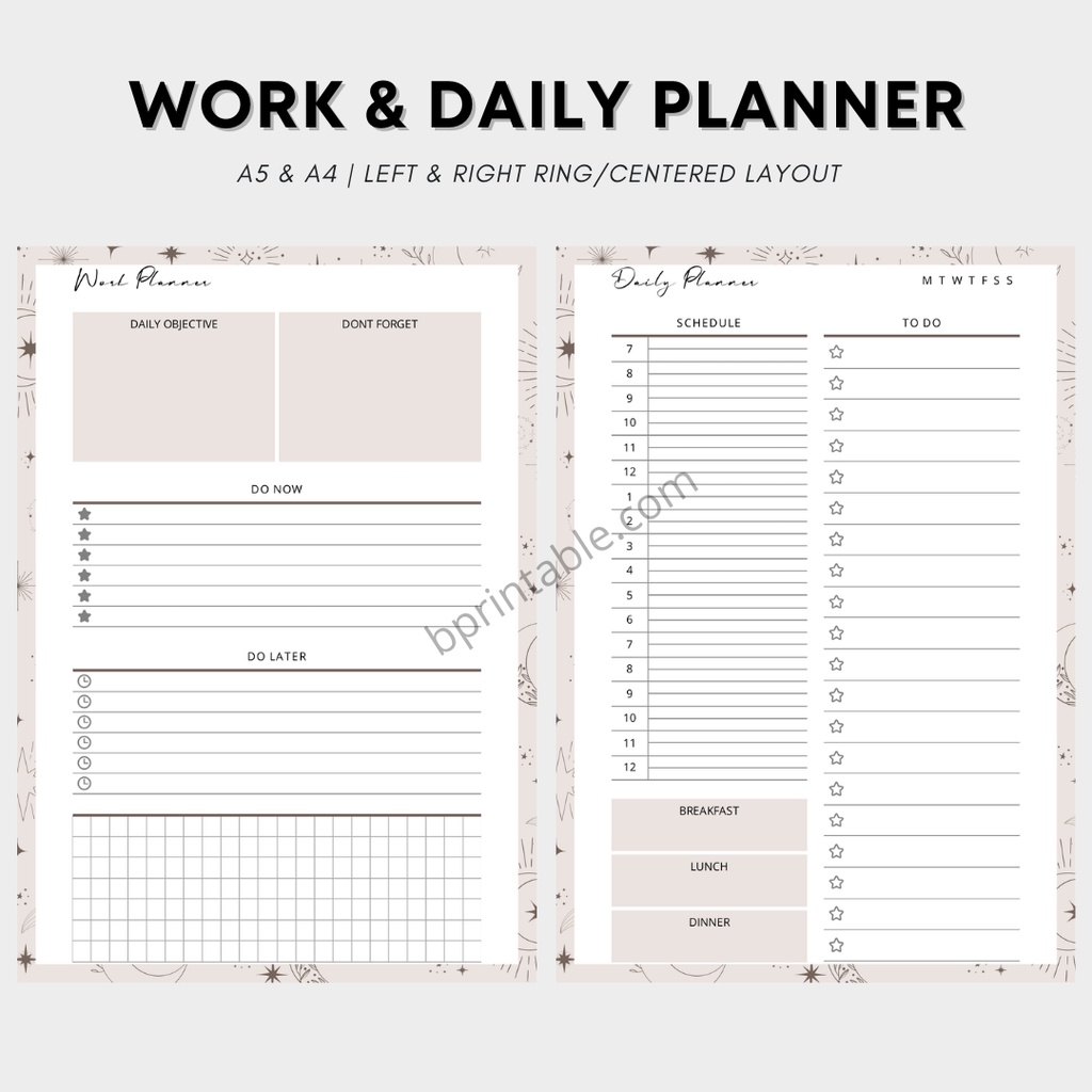 [PDF] Work & Daily Planner Printable Planner Template Daily Schedule ...