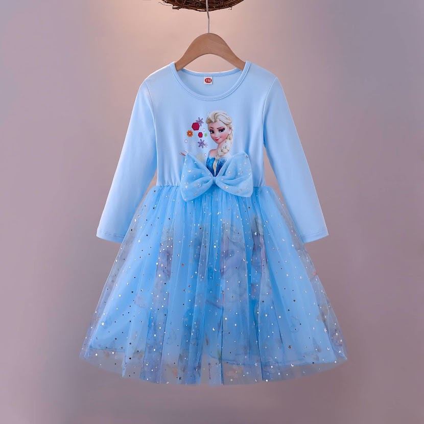 Ready Stk Girls Beautiful Frozen Elsa Long Sleeve Dress with Ribbon Baju Budak Perempuan Shopee Malaysia