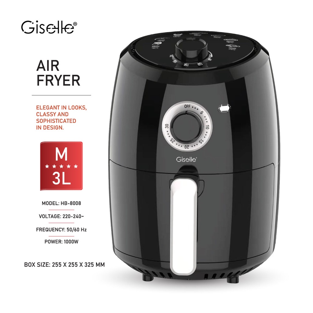 Bear Air Fryer, 3.6L Capacity, Knob Control