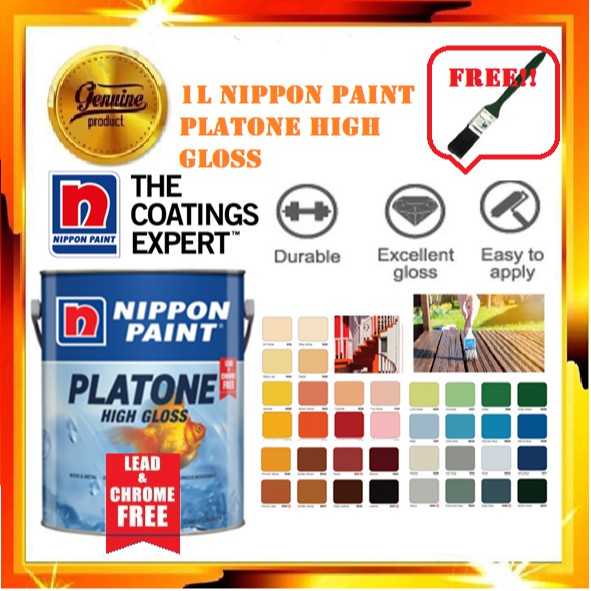 1L NIPPON PLATONE HIGH GLOSS WOOD & METAL PAINT CAT MINYAK KAYU DAN ...