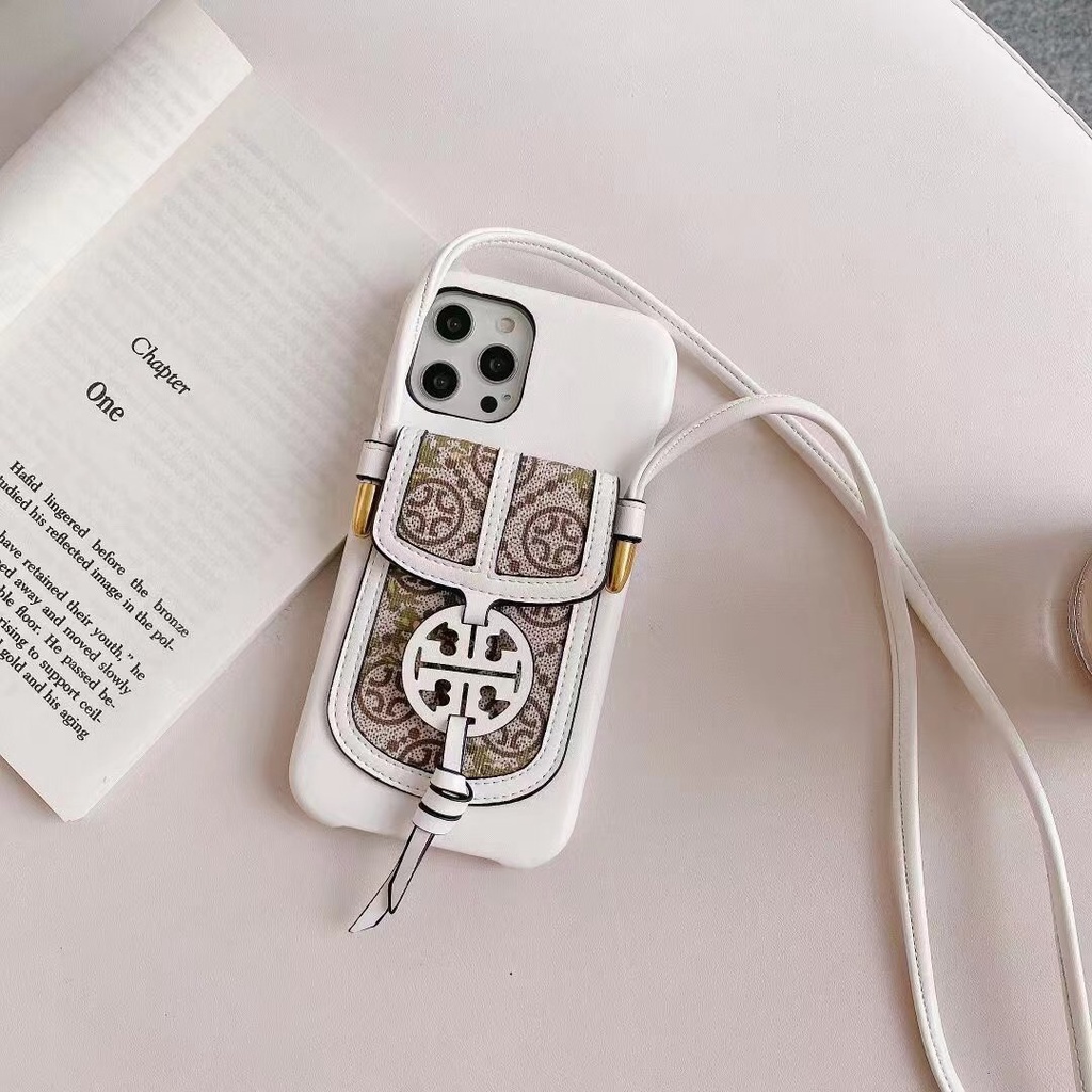 Brand Tory Burch leather explosion-proof and drop-proof card case with  leather lanyard catwalk style iPhone case Suitable for .  12proMax.  | Shopee Malaysia