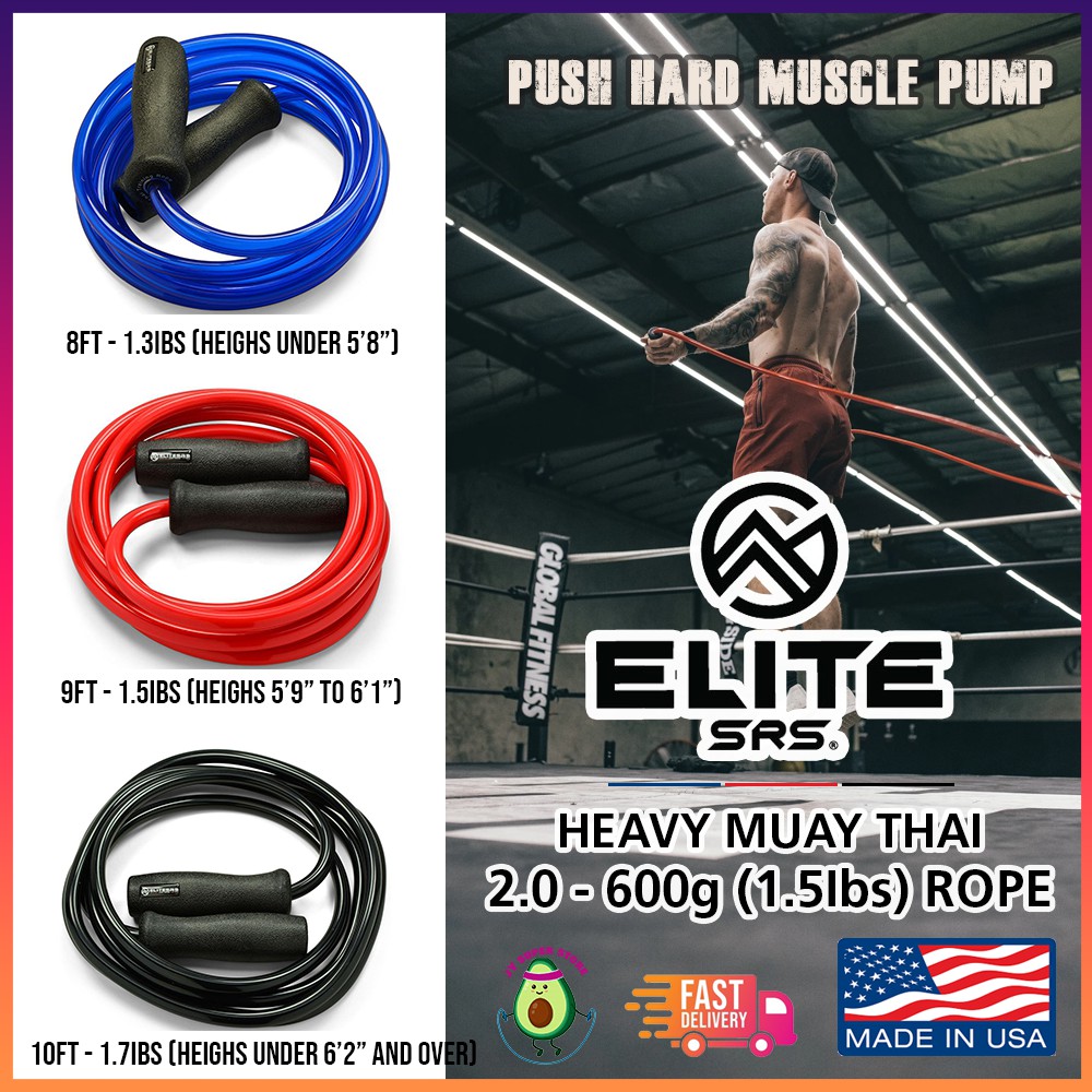ELITE SRS 600G Heavy Muay Thai Rope 2.0 - Weighted Jump Rope - Tali ...