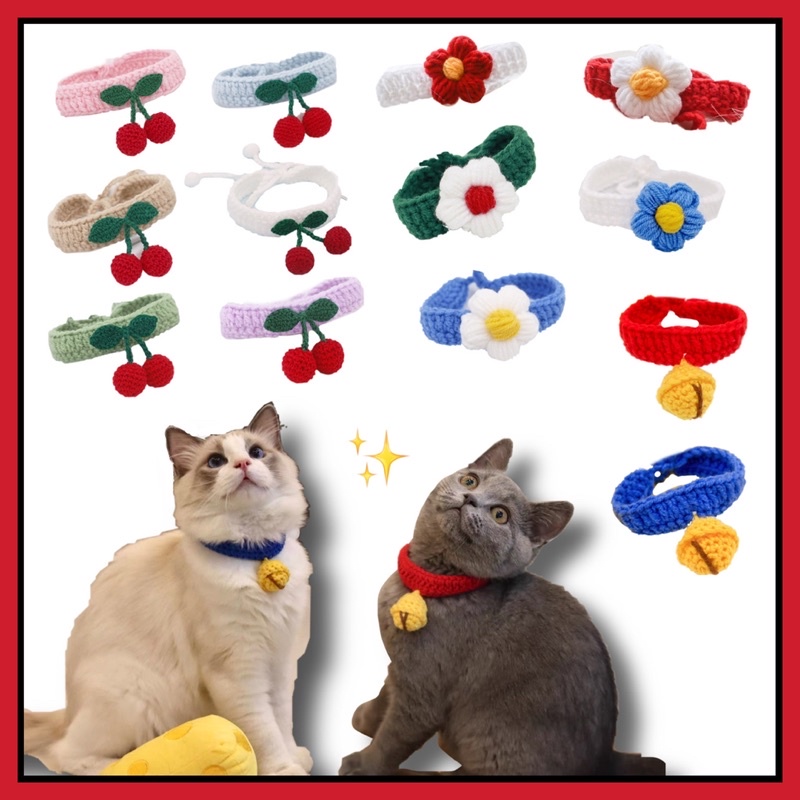 【⚠️READY STOCK🇲🇾】Cotton Handmade Collar Pet Neck Strap Cat Dog Collar ...