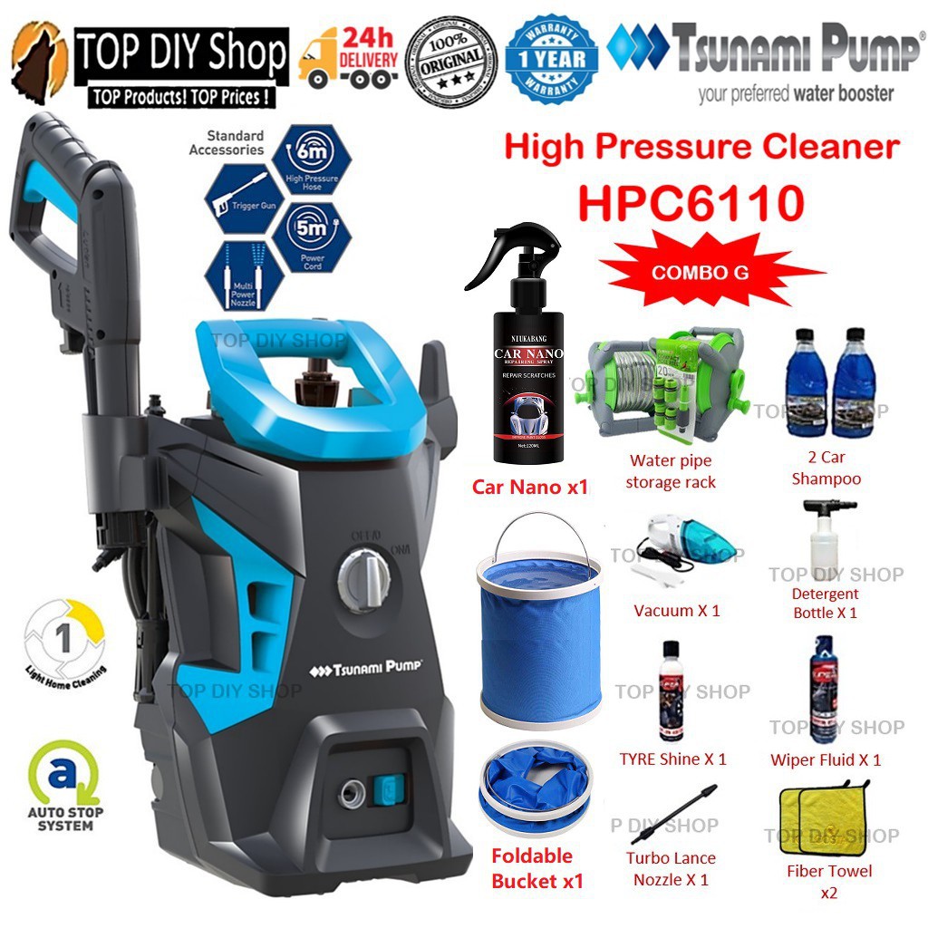 ﺴTsunami HPC6110 Water Jet High Pressure Cleaner Car Washer Heavy Duty ...