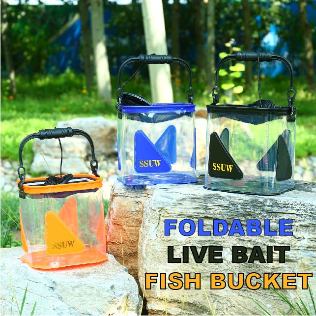 Foldable Transparent Fishing Bucket, Live Fish Bucket Live Fish