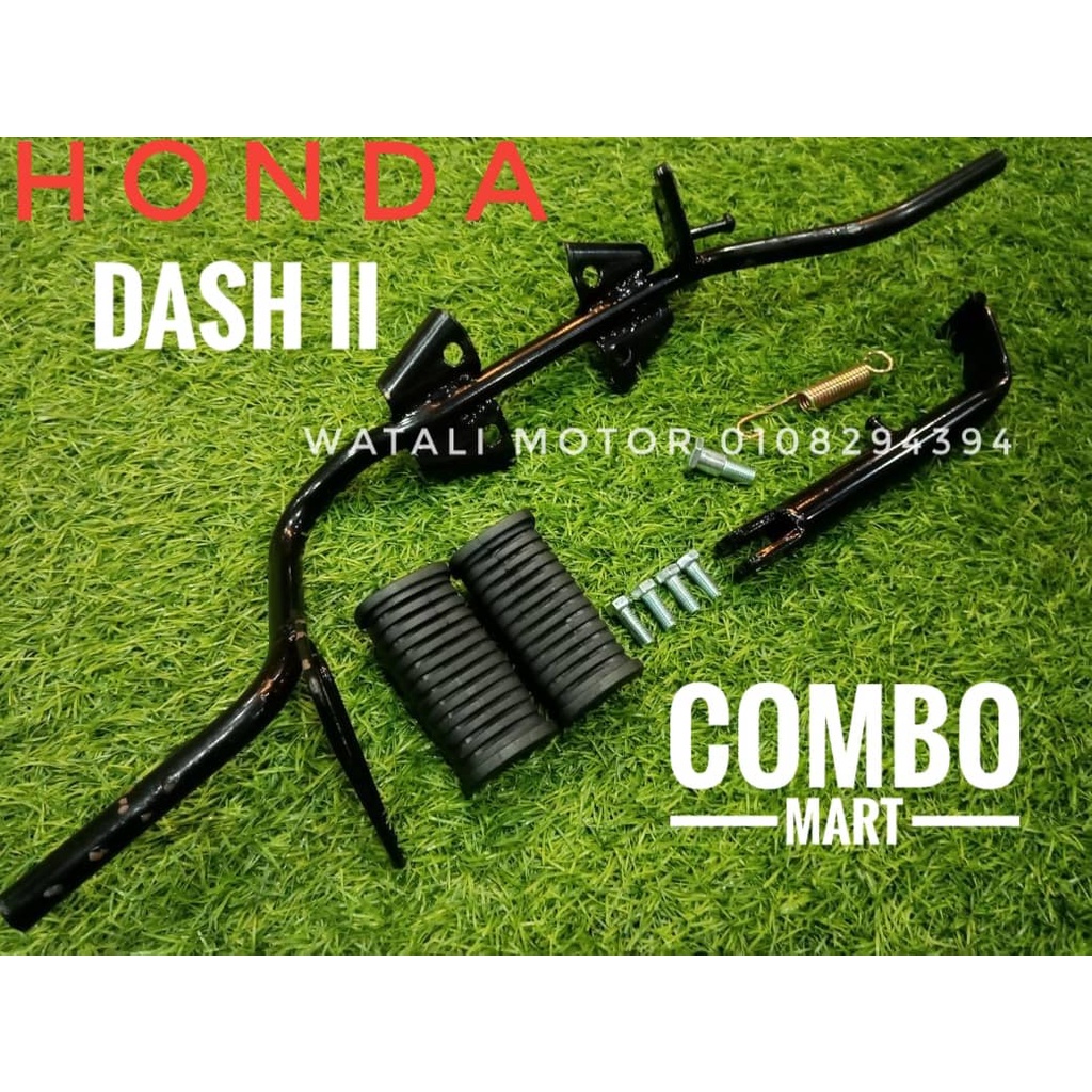 COMBO SET HONDA DASH 2 DASH TWO STEP BAR WITH SIDE STAND PEMIJAK GETAH ...