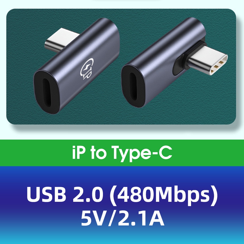 Fonken Elbow Type C Adapter 8-Pin to Type C Converter Adapter For i ...