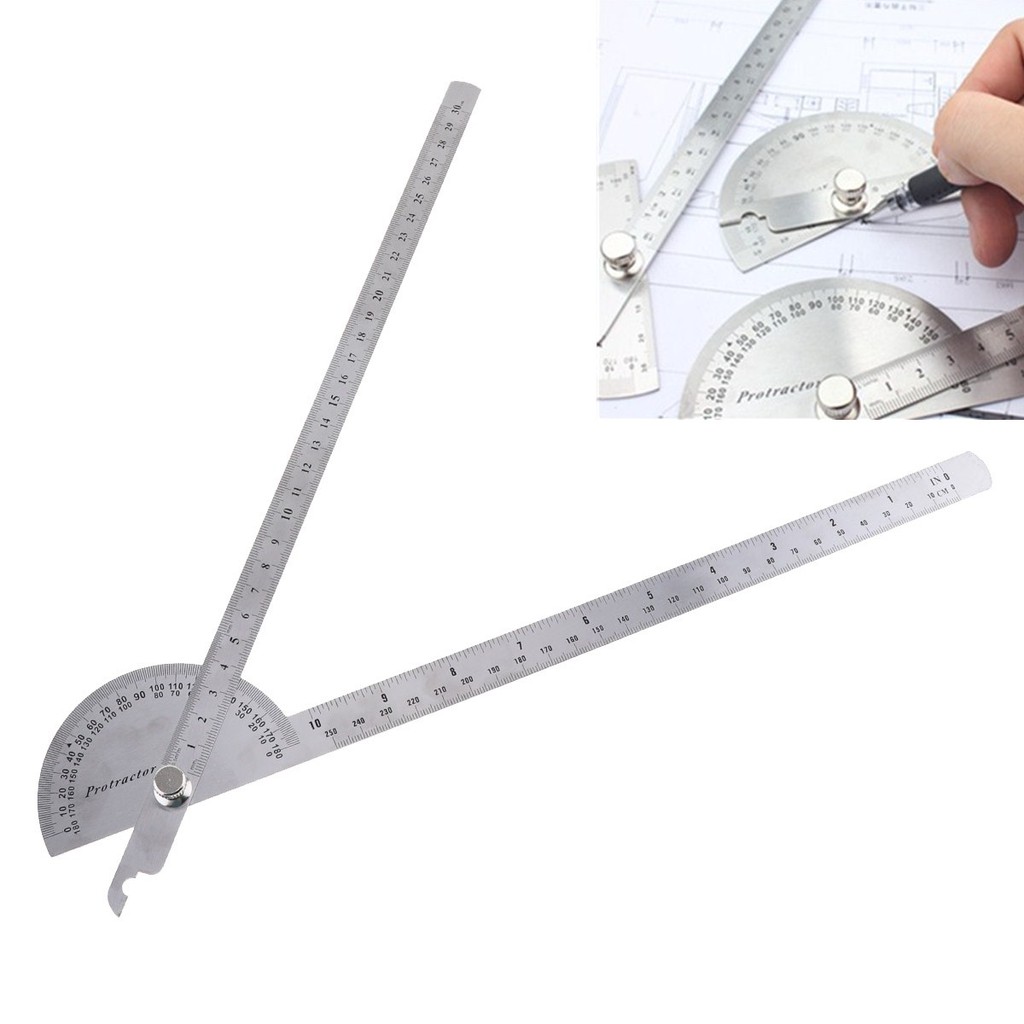 180 Degree Stainless Steel Adjustable Double-arm Angle Ruler | Shopee ...