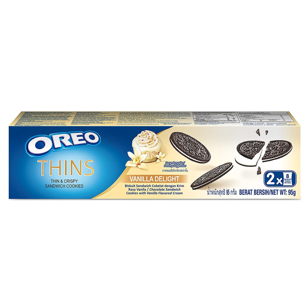 Oreo Thins Chocolate Sandwich Vanilla Delight 95g Shopee Malaysia