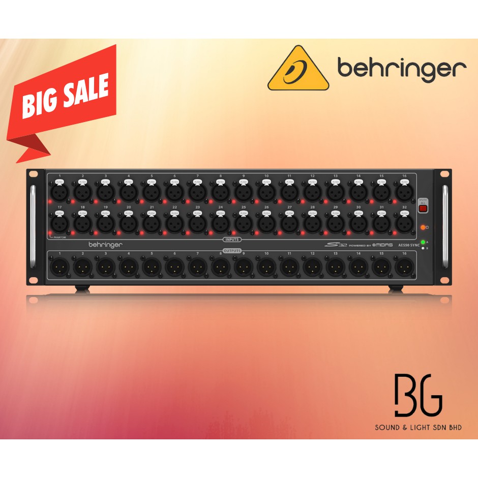 behringer s32 I/O Box with 32 Remote-Controllable Midas Preamps, 16 ...
