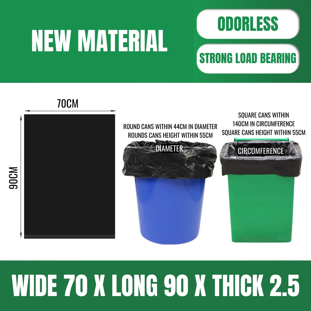 50pcs Garbage Trash Bag Large Size Rubbish Dustbin Thickened High ...