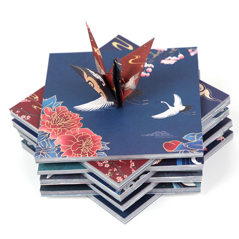 Set 70 14.2x14.2cm square retro crane flower origami colored paper ...