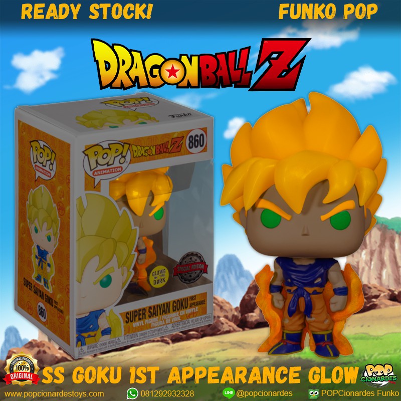 Funko Pop! Son Goku Super Saiyan – édition Glow-in-the-Dark, Exclusivité Entertainment Earth – 9,5 Cm !