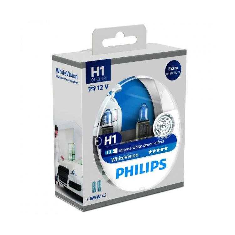 Philips White Vision Ultra ( Pack of 2 Headlight Bulbs, 5000K White, H1