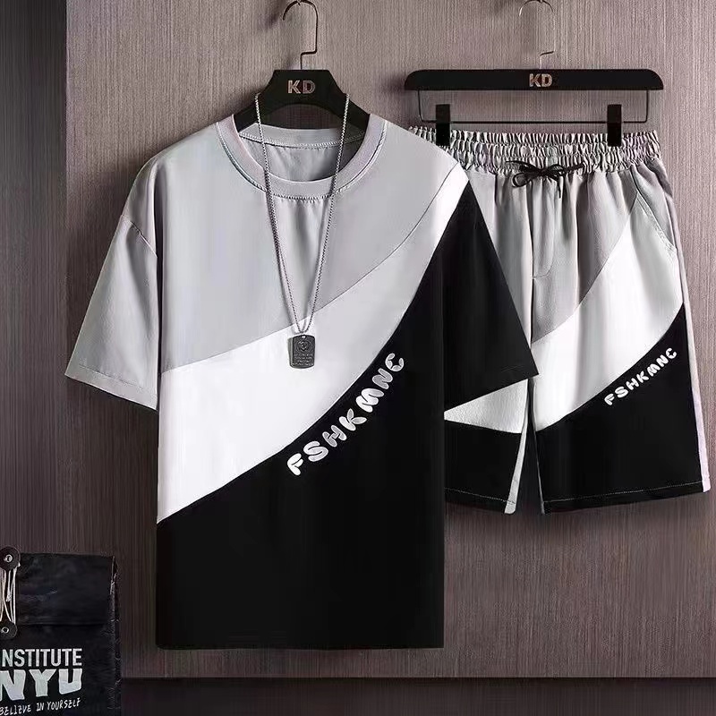 READY STOCK Men Sports Suit Short Sleeve T-shirt Men Summer New Shorts ...