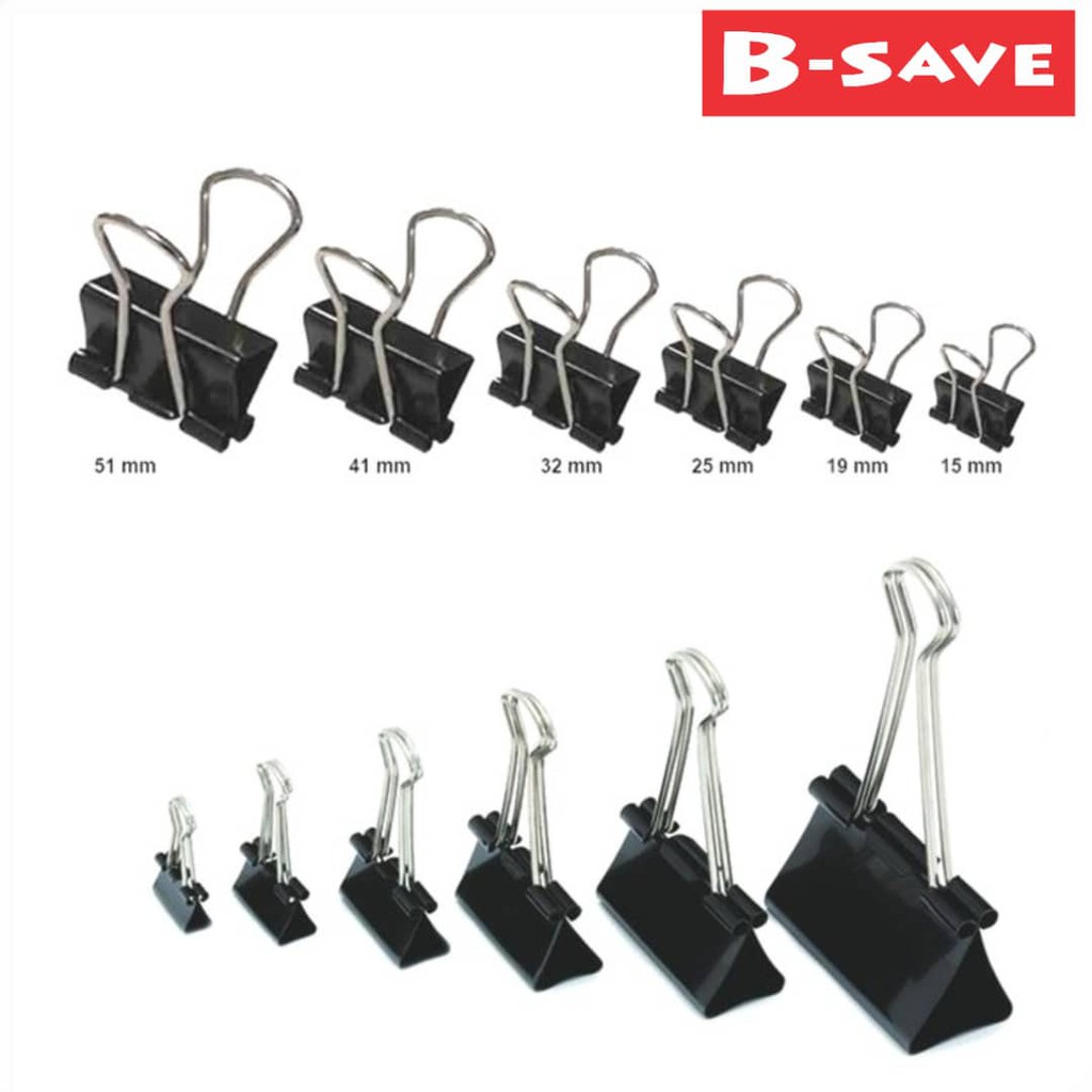 Binder Clip 12pcs/Box size 15mm,19mm,25mm,32mm,41mm,51mm Paper Clip ...