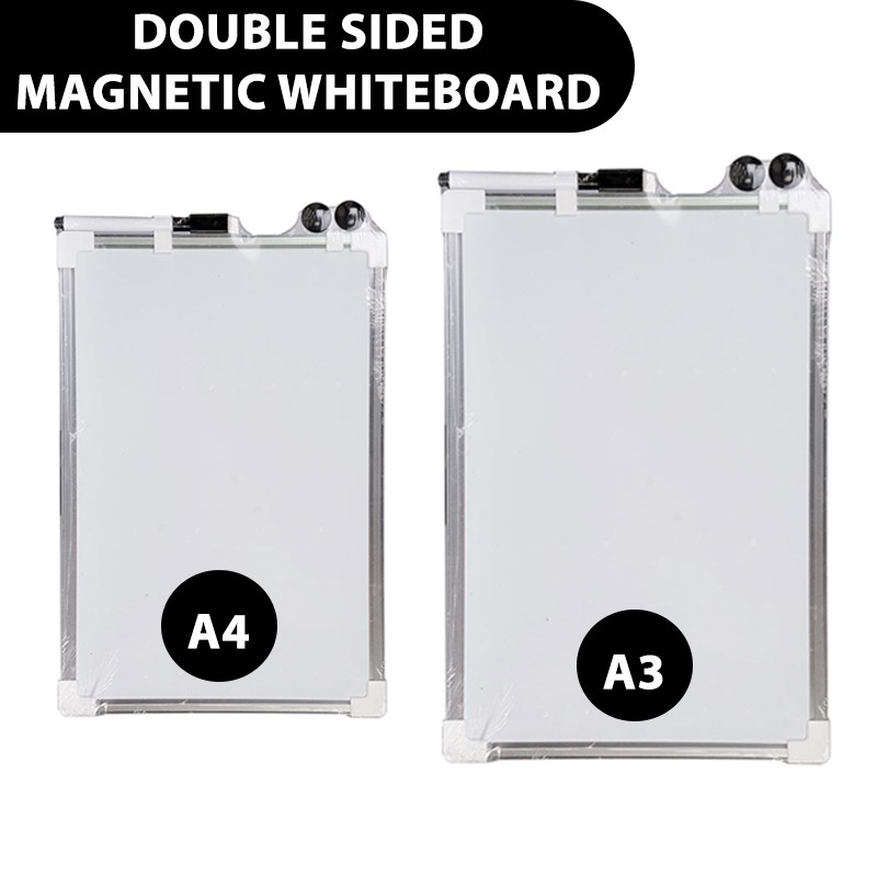 Kidario A4 & A3 Size Double Sided Magnetic Whiteboard Aluminum Frame ...