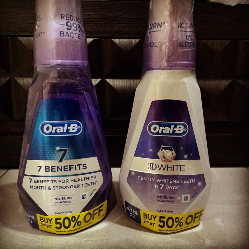 OralB® Mouthwash CLEAN MINT 0 ALCOHOL ( Bundle Pack ) 7 BENEFITS / 3D WHITE Shopee Malaysia