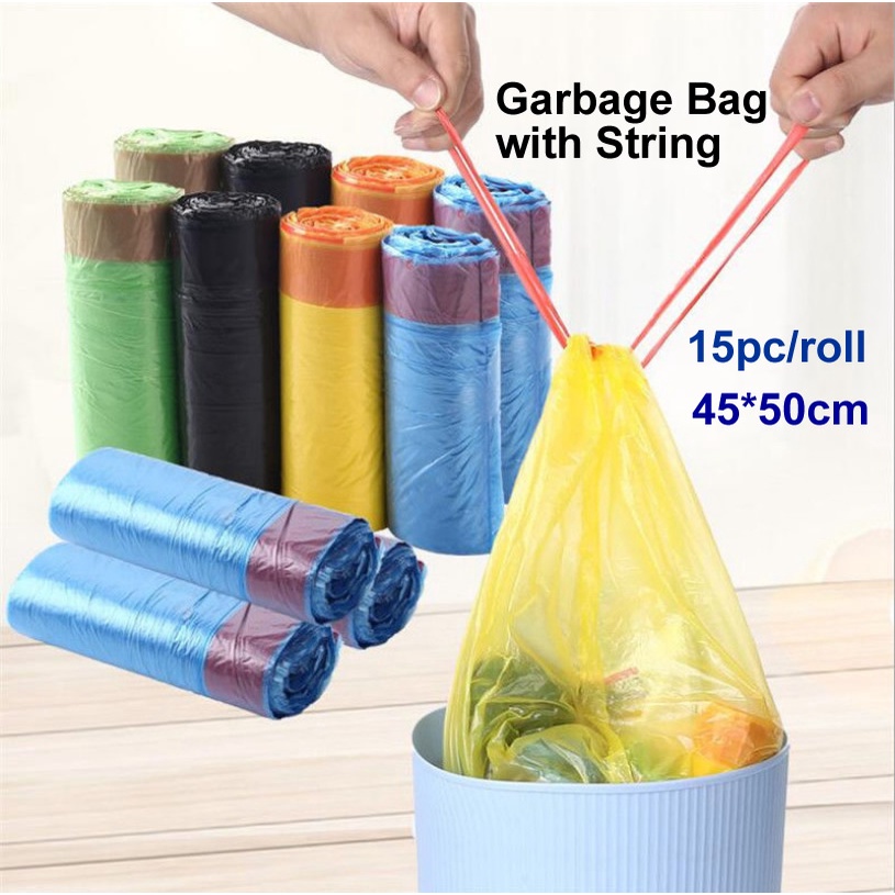 Garbage Bag Trash Bag With Rope | Beg Sampah Dengan Tali (15pcs/roll ...