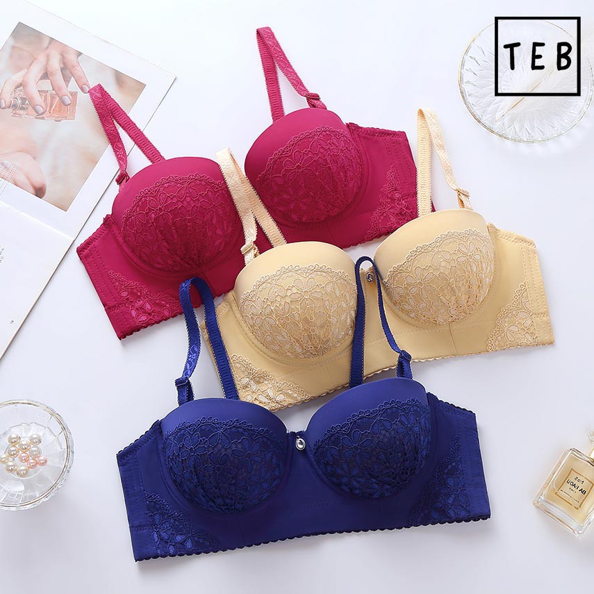 READY STOCK] Flower Lace Demi /Half Cup Wired Bra/ Coli Separuh