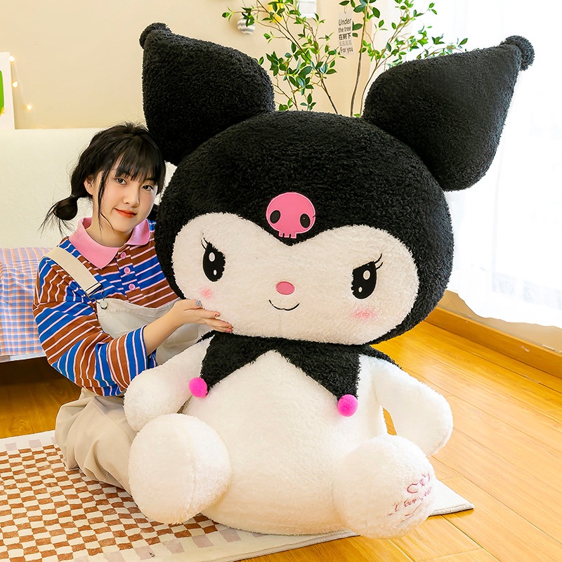 Sanrio Kawaii Kuromi Lolita Princess Plush Toy Cute Soft Plushie Animal  Cartoon Anime Girls Decorate Doll Toys Birthday Gifts Kuromi 45cm
