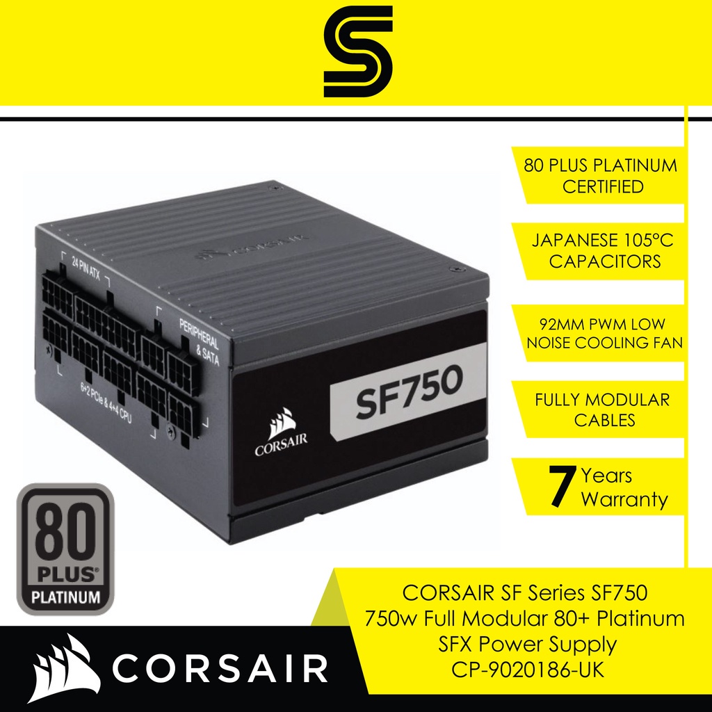 Corsair SF Series, SF750, 750 Watt, SFX, 80+ Platinum Certified, Fully  Modular Power Supply (CP-9020186-NA)