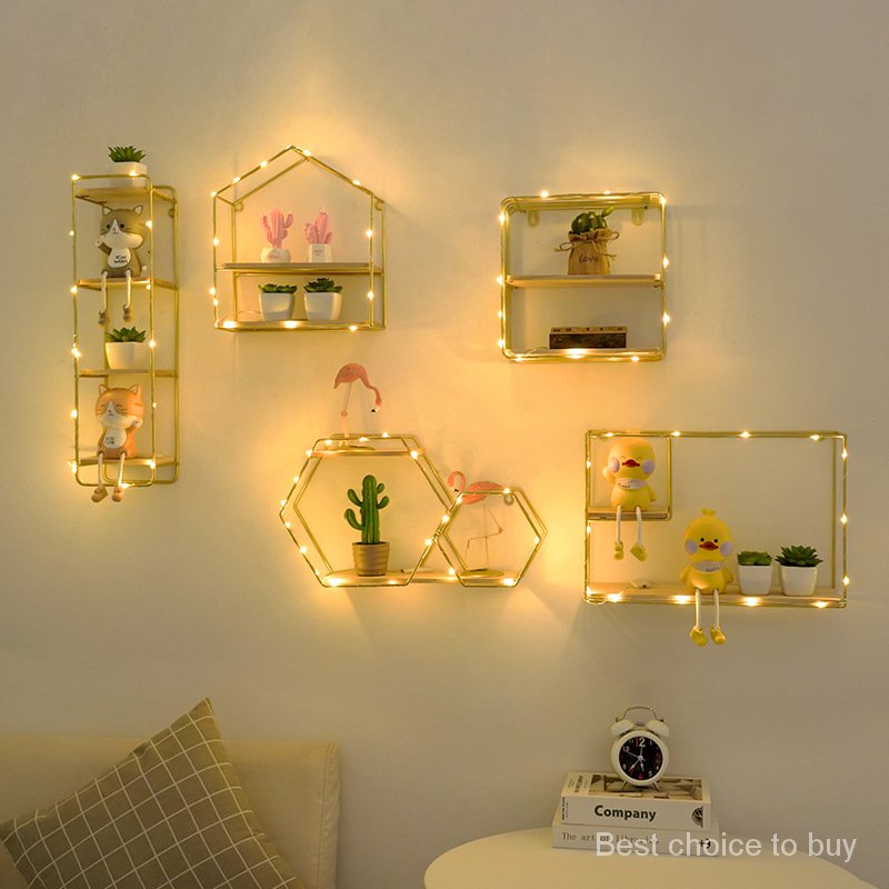 Punchfree wall shelf living room wrought iron wall decoration shelf