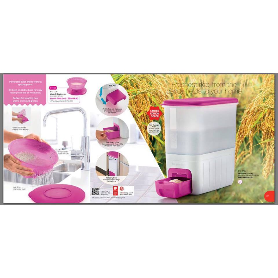 Tupperware Rice Smart 10kg Limitted color Pink | Shopee Malaysia