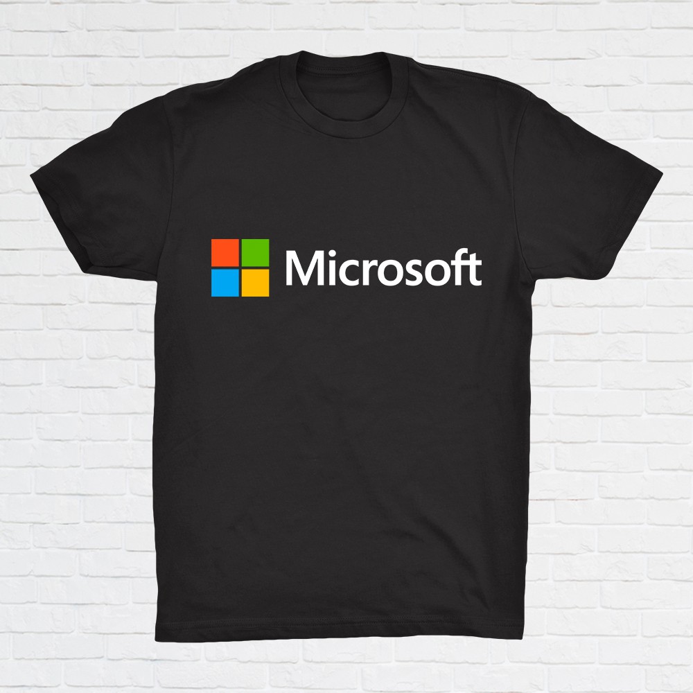 Logo Computer Software Microsoft Round Neck Men's Short Sleeve T-shirt ...