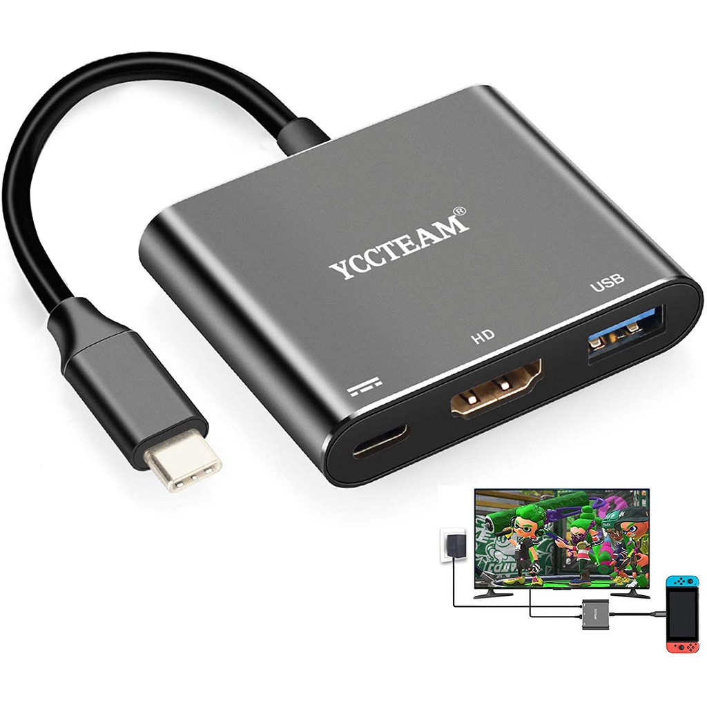 YCCTEAM USB-C 3 in 1 HDMI Adapter/Type C Hub for Nintendo Switch (Brand ...