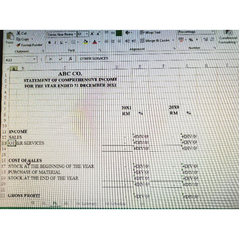 Simple Full set Account format in Microsoft Excel (Trial balance, Profit & Loss Account, Balance