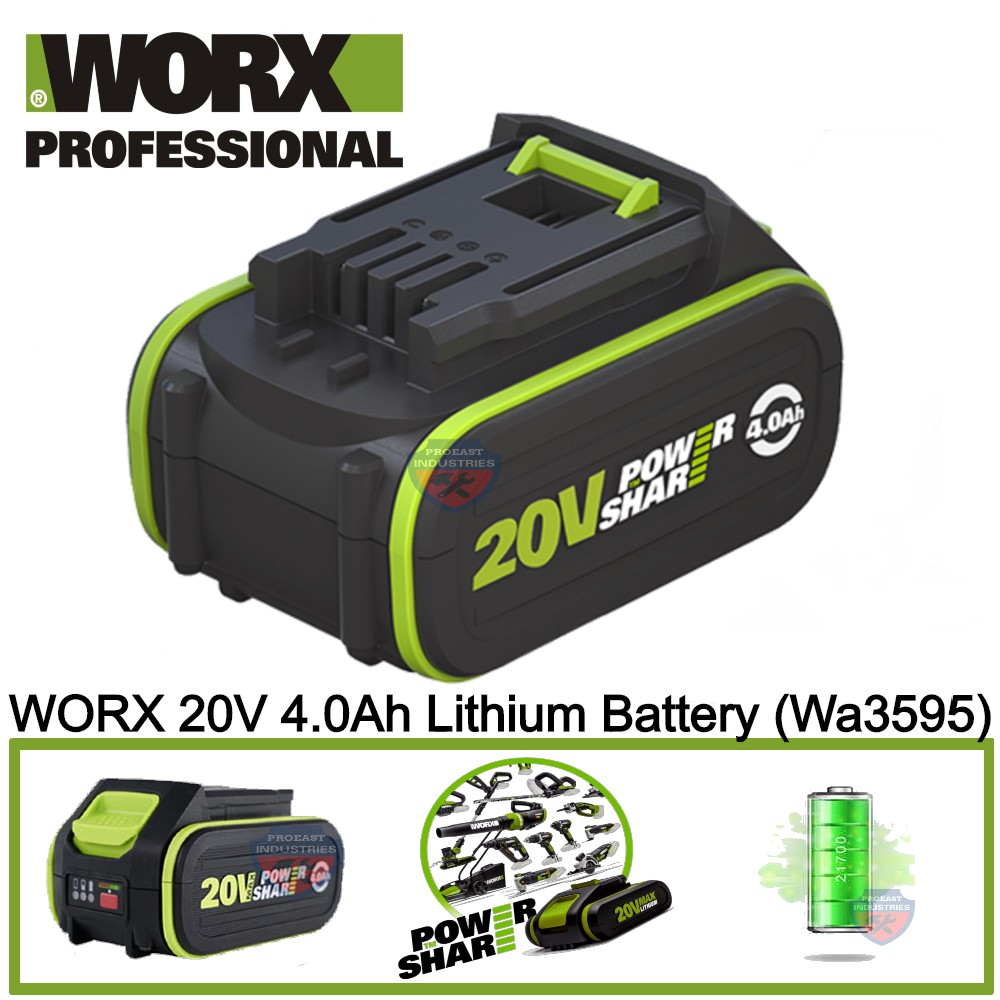 WORX 20V 4.0Ah Lithium Battery wa3595 Shopee Malaysia