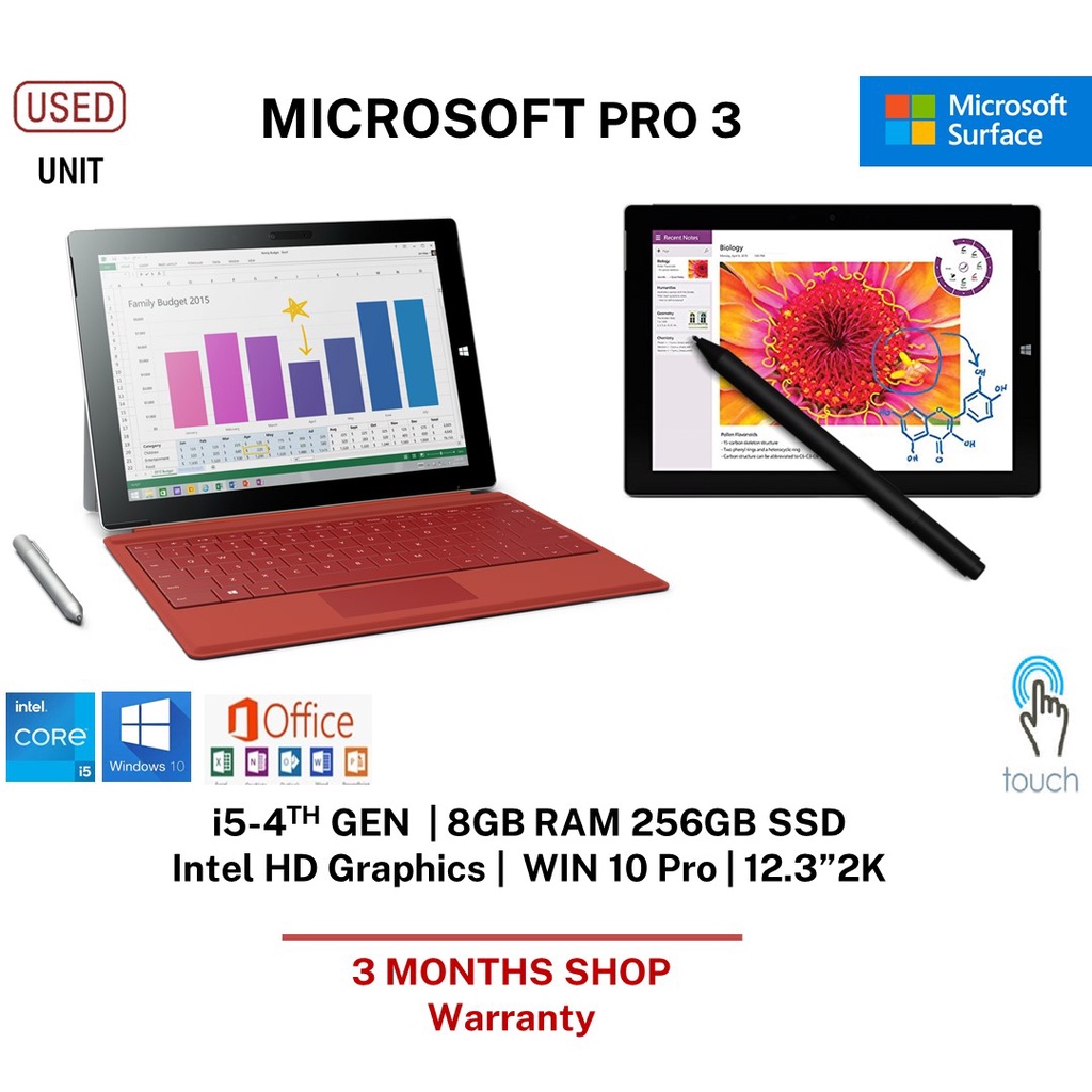 Microsoft Surface Pro3 Core i5-4300U 美し 1.90GHz メモリ 4GB SSD 128GB Windows8.1