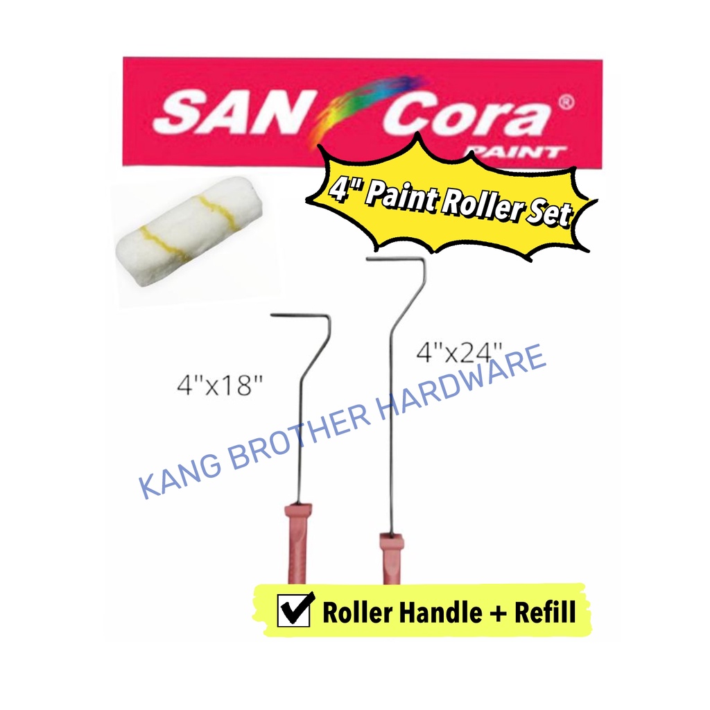 SANCORA 4" x 18" 4" x 24" Roller Handle Set (Roller Handle + Roller