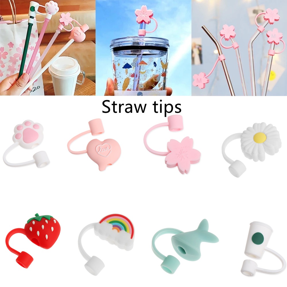 Reusable Spill Proof Silicone Straw Cover, Cute Cartoon Shaped