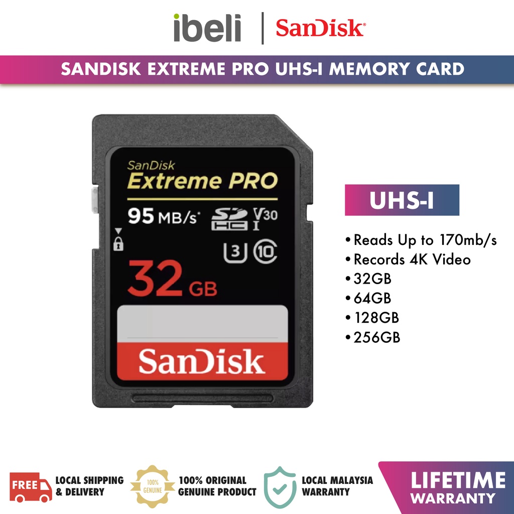 Micro SD Card SanDisk Extreme Pro 32GB 64GB 128GB 256GB 512GB U3