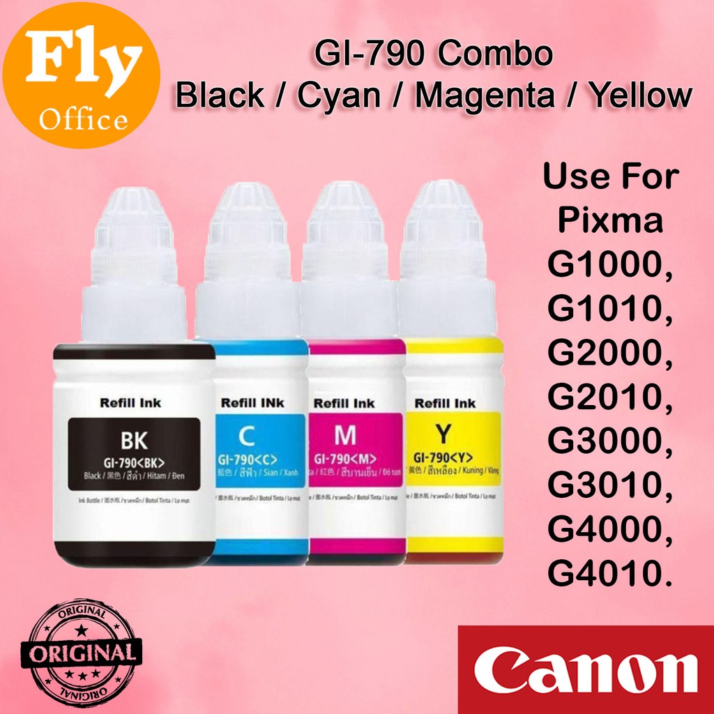 Canon Pixma Original Ink Bottles Gi 790 Black Cyan Magenta Yellow For G1010 G2000 4892