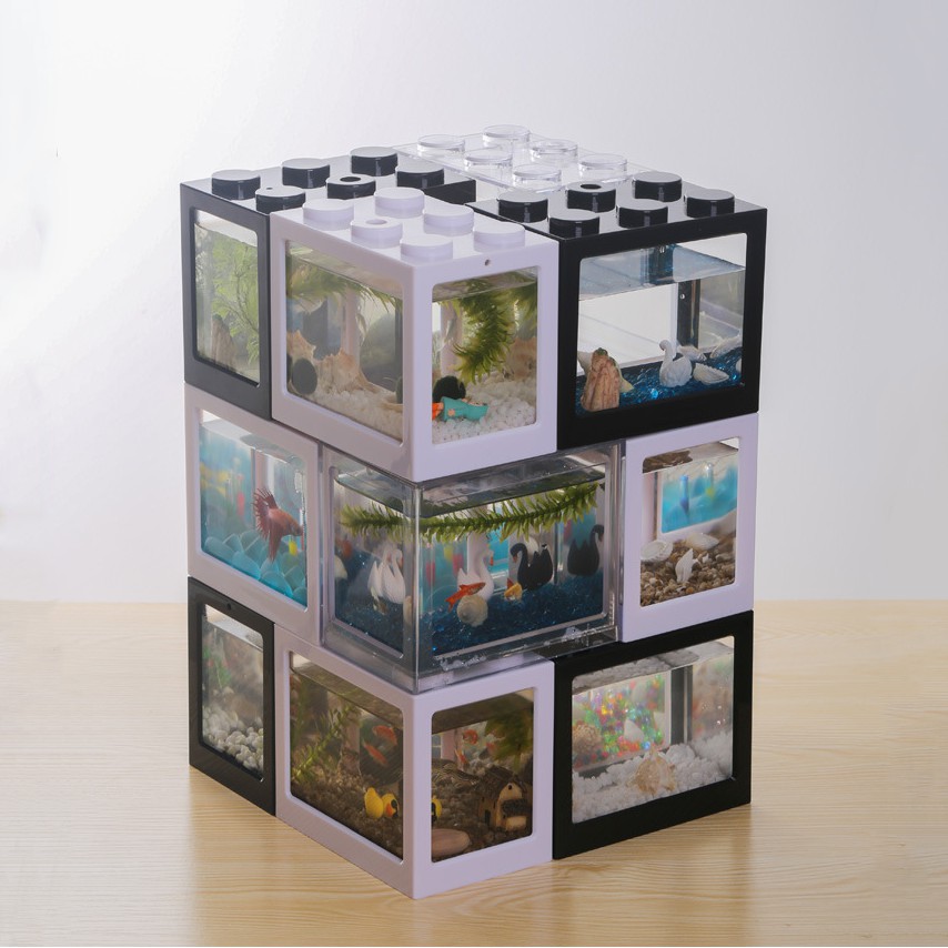 Ready Stock Betta Fish Tank Aquarium Mini Lego Block Tank Betta Guppy Tank Building Block Ant Tank with LED Shopee Malaysia